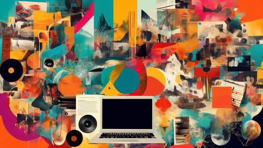 An eclectic collage of abstract art, literature, music, and film that visually represents the expansion of artistic horizons and the exploration of diverse genres.