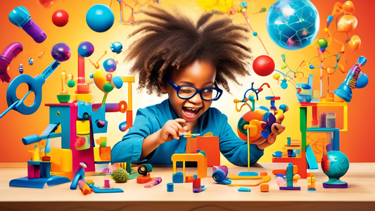 A vibrant and imaginative depiction of the science of play, showcasing the transformative power of play in unlocking learning and cognitive development. Feature children engaged in various playful act