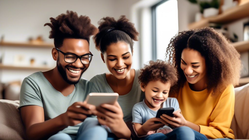 A group of diverse parents using a variety of parental control apps on their smartphones to monitor and manage their children's educational content consumption, with a focus on empowering parents with