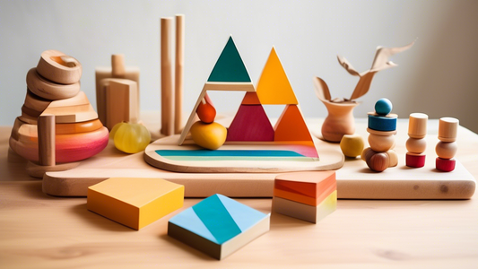 Create a visually stunning image that depicts the convergence of Montessori and Waldorf educational philosophies, where natural elements intertwine with geometric forms, symbolizing the holistic and c