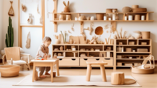 A photograph of a Montessori and Waldorf-inspired home environment, combining elements from both educational methods. The image should showcase a bright and inviting space filled with natural material