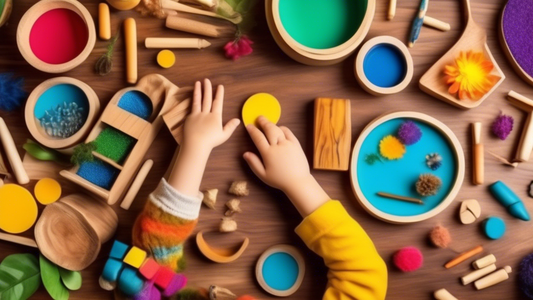 A vibrant and imaginative scene showcasing the principles of Montessori and Waldorf education. Include elements such as natural materials, hands-on learning, exploration, creativity, and a nurturing e