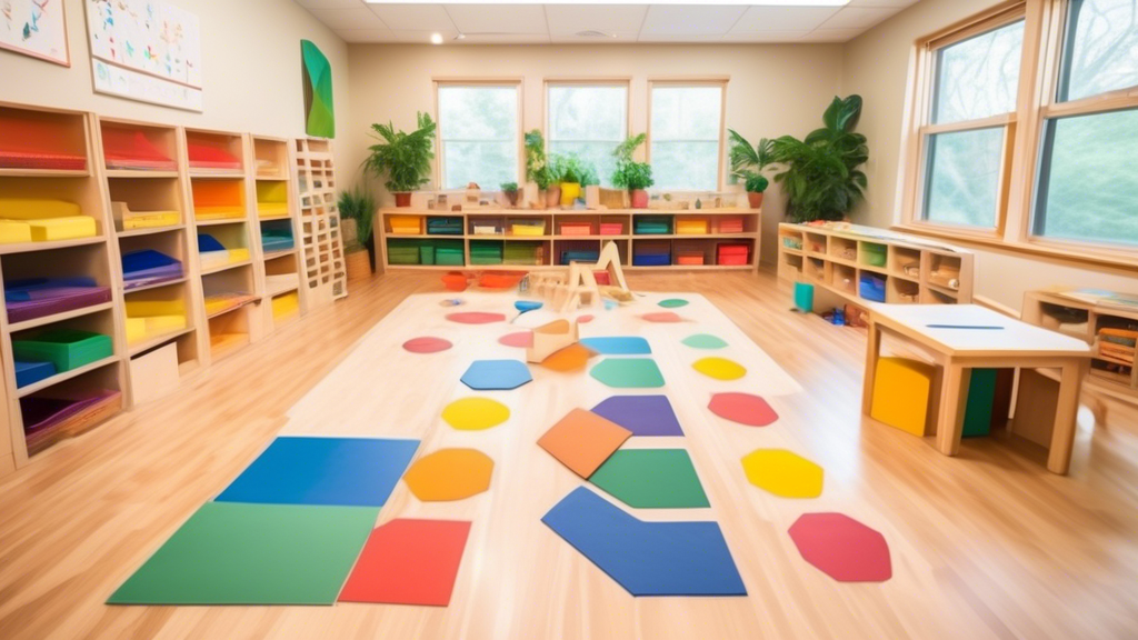 A colorful and imaginative classroom where Montessori and Waldorf principles are blended to create a stimulating learning environment for math skills development. The space features natural elements s