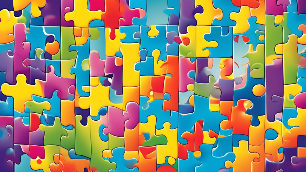 Create an image of a colorful and engaging educational puzzle for kids, designed to boost problem-solving skills. The puzzle should feature vibrant and fun elements that appeal to children, while also presenting a challenge that encourages critical t