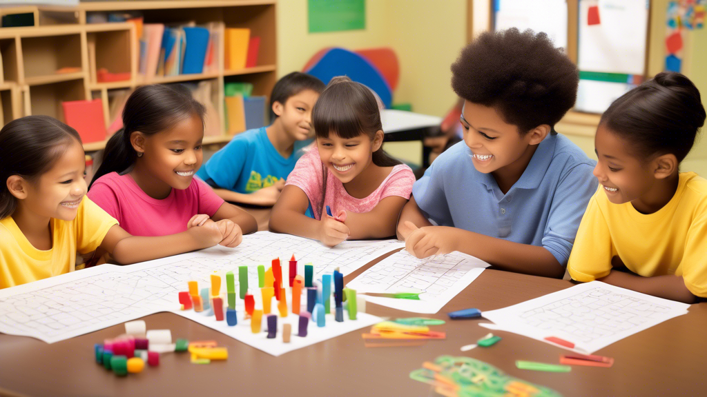 Sure. Here are the DALL-E prompts for the following request: an image that relates to this article title: Fun and Engaging Math Activities for Elementary Schoolers:

A group of diverse elementary scho