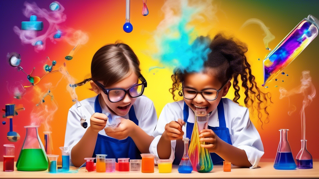 A vibrant and engaging image that illustrates the excitement and learning involved in STEAM experiments for kids. The image should capture the wonder and curiosity of children as they explore the prin