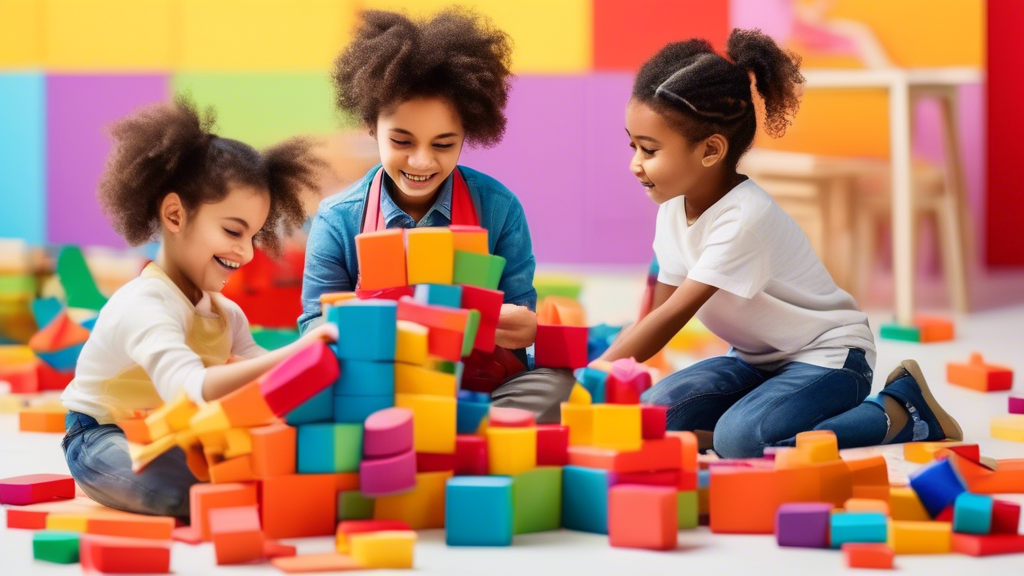 **DALL-E prompt:**

A group of children playing with colorful blocks arranged in mathematical patterns, creating a playful and engaging learning environment where math concepts are being taught with a