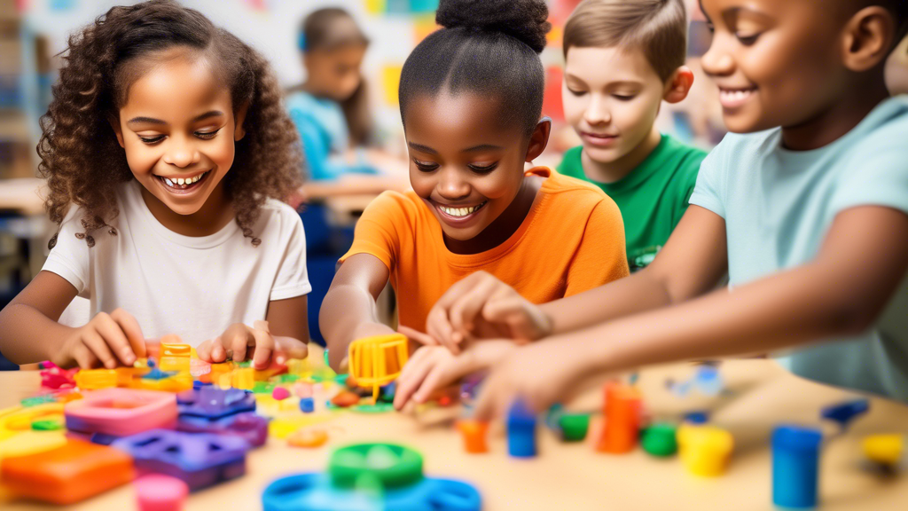 Generate a vibrant and engaging image of young children actively engaged in hands-on STEM activities that foster curiosity, exploration, and critical thinking, in a supportive and inclusive classroom 