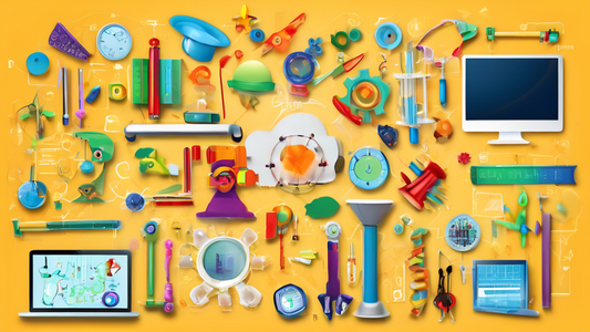A dynamic digital collage showcasing the top 10 personalized STEM learning tools. The tools should be visually distinct and arranged in a way that highlights their unique features and functionalities.