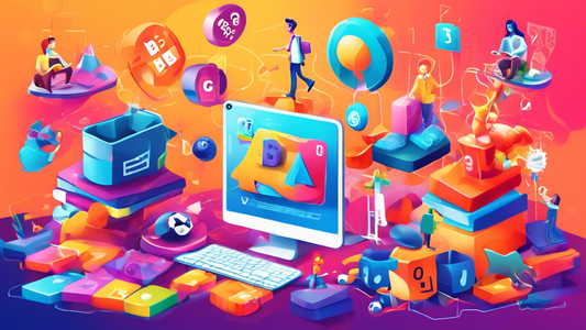 A colorful and imaginative illustration depicting the concept of using games to make learning fun and engaging. Include various educational games and activities that stimulate different areas of devel