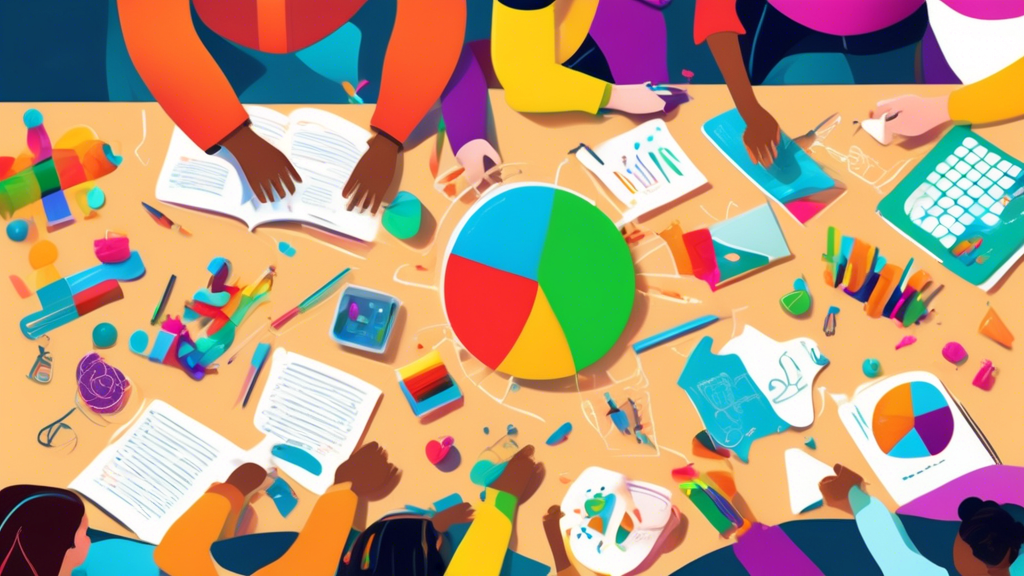 A vibrant and engaging classroom scene where students are actively participating in hands-on learning activities that foster a growth mindset. The image should depict a diverse group of students colla