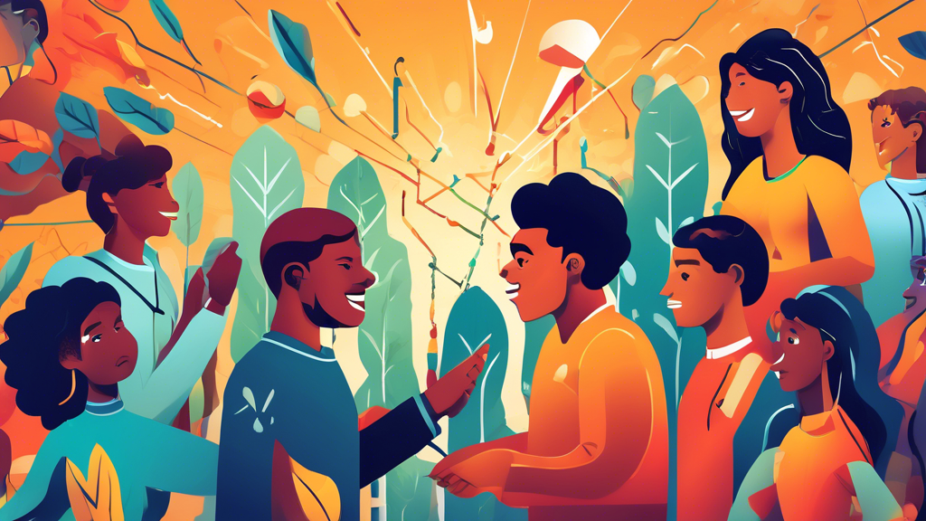 A vibrant and dynamic illustration representing the concept of growth mindset strategies for problem-based learning. Depict a group of diverse individuals engaging in a collaborative problem-solving s