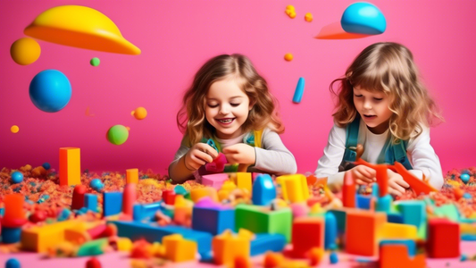 A vibrant and whimsical photograph of children engaging in imaginative play, expressing curiosity and joy while exploring colorful objects and materials, stimulating their creativity and learning.
