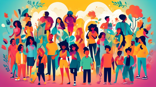 A vibrant and inspiring image representing the concept of fostering resilience and perseverance with a growth mindset. Depict a diverse group of individuals overcoming challenges, embracing mistakes a