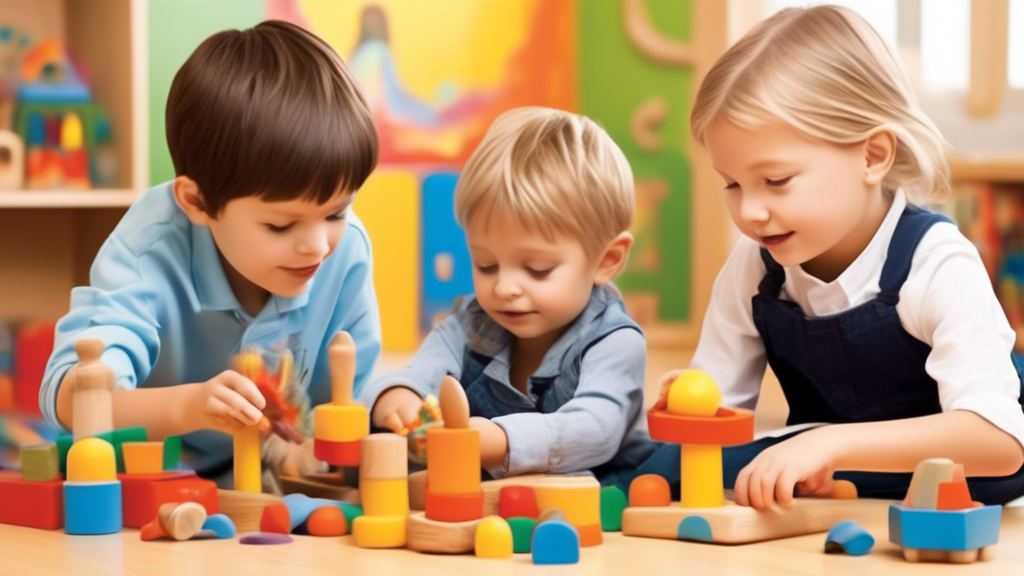 Generate a vibrant and imaginative image that captures the essence of enhancing young minds through cognitive development. Depict a dynamic and inspiring learning environment where tools and resources