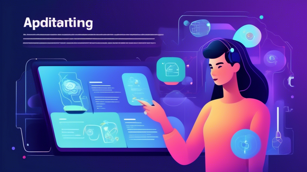 Create an image of a futuristic and intuitive adaptive learning software interface. Depict a user interacting with personalized learning modules, real-time feedback, and an AI-powered learning assista