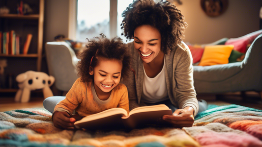 A photograph of a parent and child reading together in a cozy setting, showcasing the joy and connection experienced through shared literacy, with a focus on the parent's active role in nurturing thei