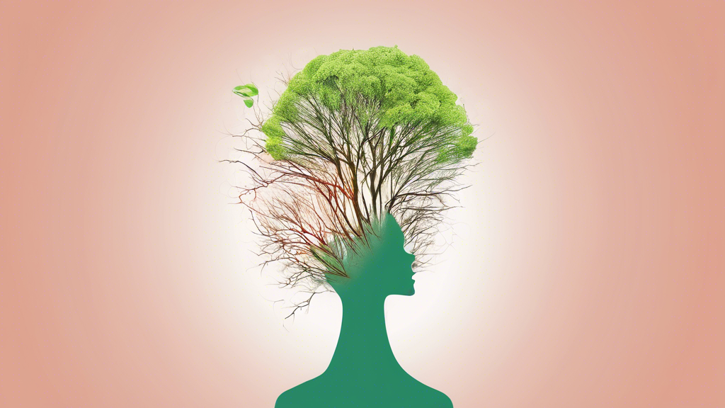 A strong tree sprouting from a person's head, symbolizing the growth mindset's contribution to resilience