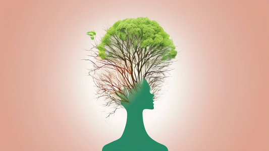 A strong tree sprouting from a person's head, symbolizing the growth mindset's contribution to resilience