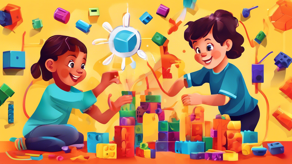 **DALL-E Prompt:**

A vibrant and playful scene depicting a variety of hands-on STEAM activities for young children. Show children engaged in building with blocks, exploring science experiments, creat