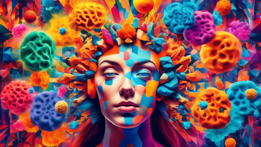 A vibrant, surreal scene representing the unlocking of cognitive potential through engaging sensory experiences. The image portrays a kaleidoscope of colors, shapes, and textures that activate various