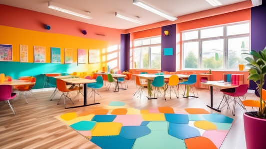 A bright and vibrant classroom designed to stimulate the senses, with colorful walls, comfortable seating, natural light, and a variety of textures and scents.