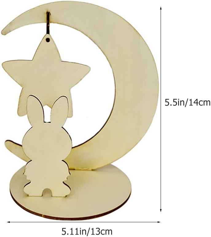 5 Pcs 3D Puzzles Model Toy 3D Moon Rabbit Puzzles Funny Wooden Puzzles Assembly Toys (Bunny)