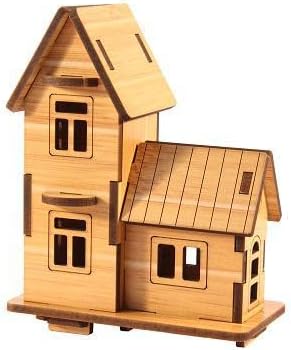 Small House Construction 3D Stereo Wood Puzzle Model House kit Educational Toys Puzzle Assembly Model DIY Gift Ornaments Gift for Boys and Girls