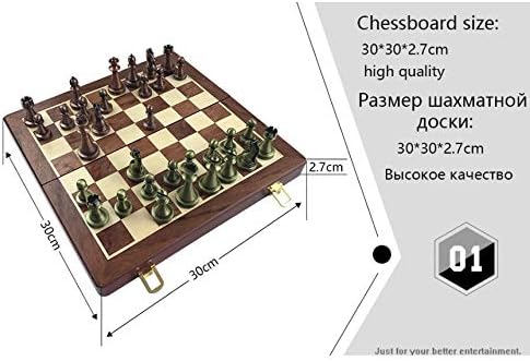 Classic Zinc Alloy Chess Pieces Wooden Chessboard Chess Game Set with King Height 6.7cm Outdoor Game Chess