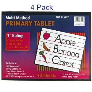 Pack of 4) Primary Tablet 1 Inch Ruling Multi-Method Grade 1 & Kindergarten