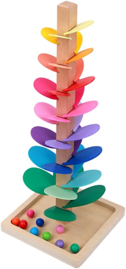 Wooden Toy Rainbow Singing Tree Marble Run Interactive Learning Toy for Kids Classroom or Home School Kids Room Toys Room Decoration Educational System Reward Gift (Large)