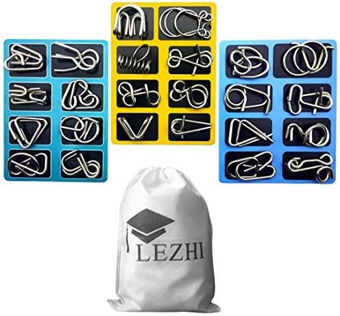 IQ Toys, Metal IQ Puzzle Set of 24, IQ Test Mind Game Toys Brain Teaser Metal Wire Puzzles Magic Trick Toy
