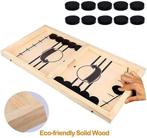 Fast Sling Puck Game,Wooden Hockey Game Sling Puck.Desktop Battle Wooden Sling Hockey Table Game,Adults and Kids Family Games