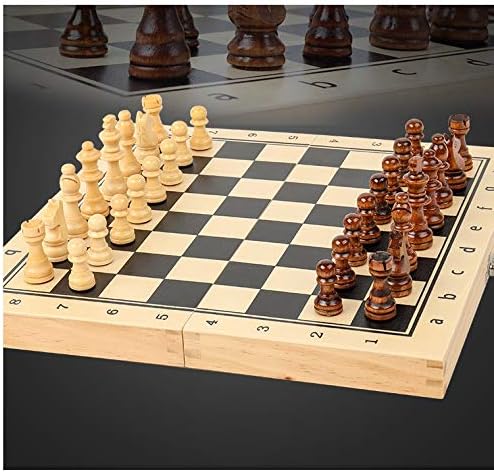 Wooden International Chess Set 3-in-1 Road International Chess Folding Chess Portable Board Game Word Chess