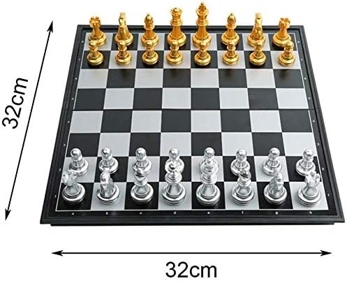 Glass Chess Game Set 32x32cm, Magnetic Chess for Adults, Foldable Chessboard Plastic, Gifts for Students/Competition Special/Educational Toys for Children