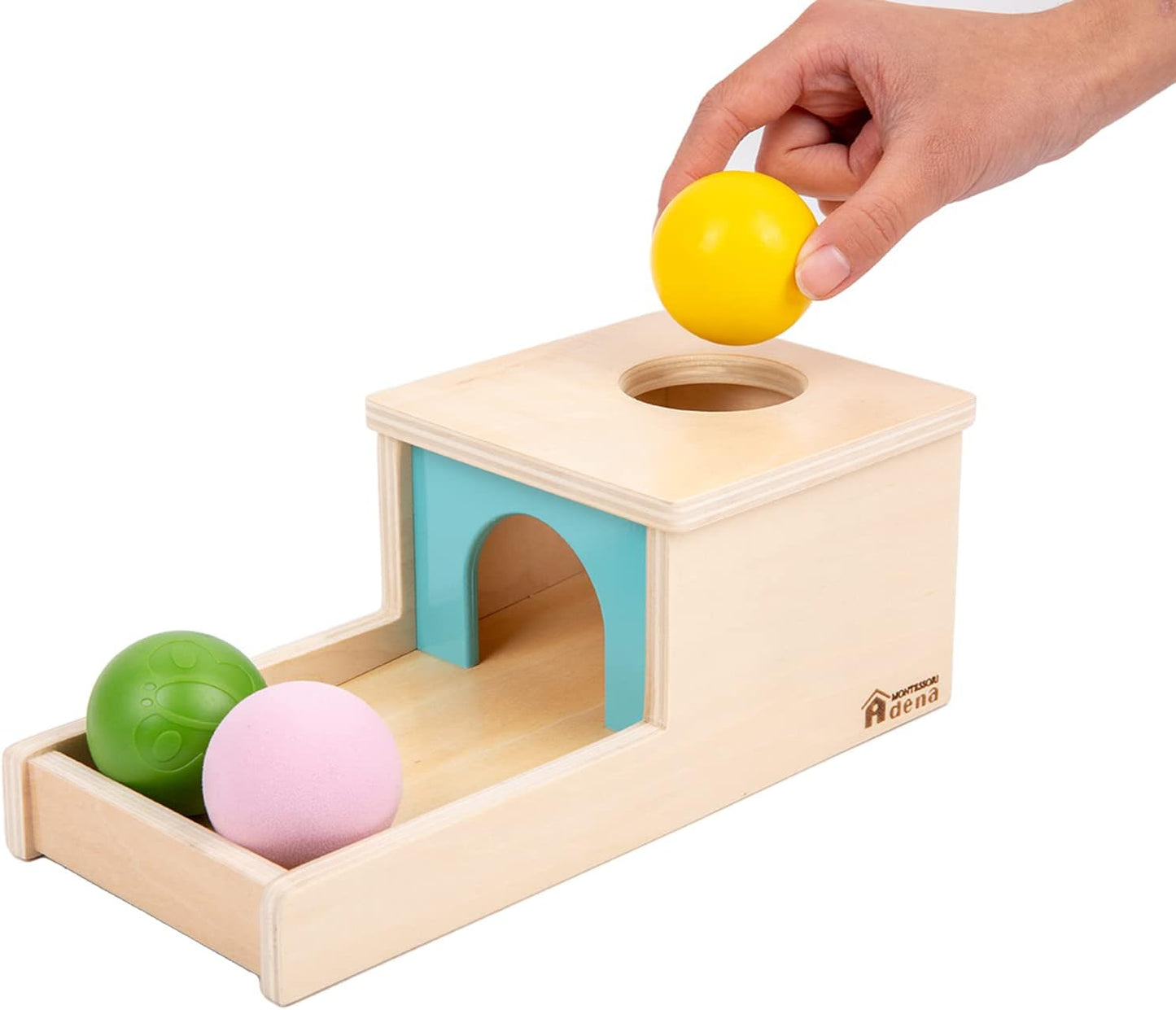 Object Permanence Box with Tray Three Balls Toys for 6-12 Months Baby 1 Year Old Infant Toddler (Small Box - for Boy)