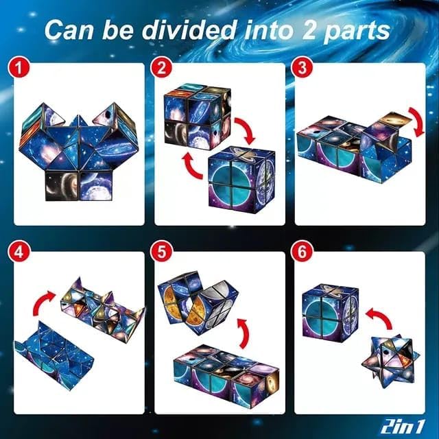 Star Sky Magic Shape Shifting Box - 2 in 1 Combo Infinity Cube Fidget Toy Magic Star Cube Smooth Surface Magic Cube Puzzle for Kids and Adults to Stress and Anxiety Relief Mini Preschool Toys