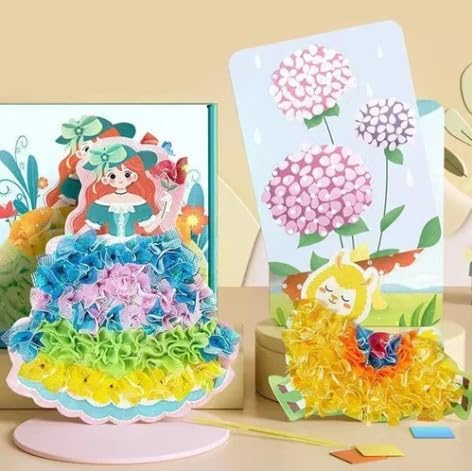 Creative Puzzle Puncture Painting,DIY Cartoon Dress Up Activity Book,Children Hand-Painted Princess Poke Sticker,Fun Learning Educational Toys for Boy Girl (A)