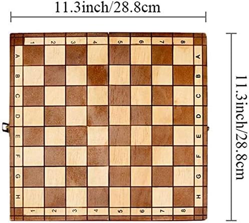 Chess Board Chess Set 28.8X28.8Cm Wood Folding Portable Chessboard for Adults, Educational Thinking Toy for Children, Training and Learning for Students and Beginners