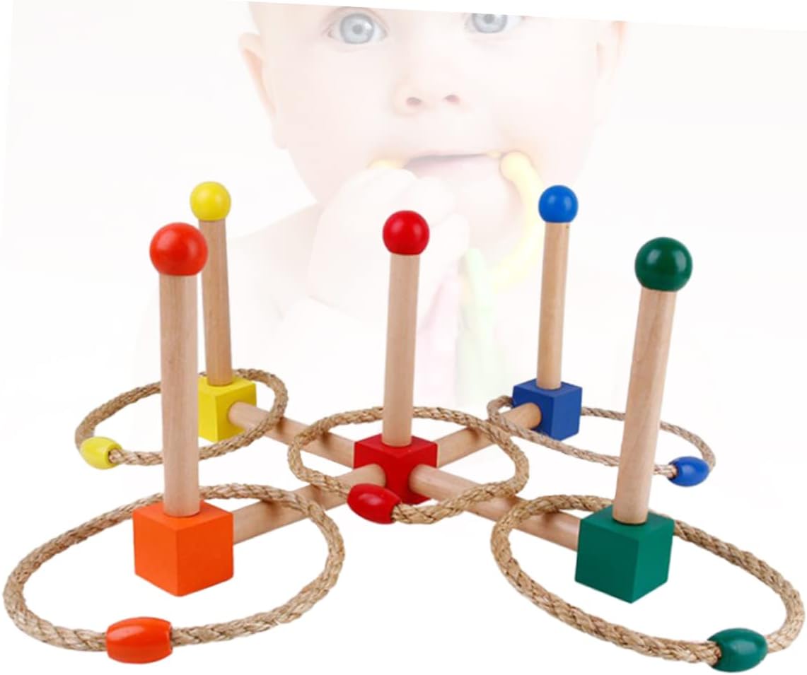 Puzzle Toy Wooden Throwing Toss Rings Toss Rings and Base Animal Lap Game Toss Rings Teaching Aids Bamboo Toss Rings