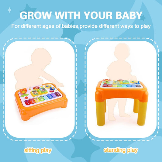 3 in 1 Toddler Activity Learning Table with Magnetic Drawing Board, Baby Musical Toys for 6 to 12 Months, 12-18 Months, Gift for 1-3 Year Old Boys & Girl