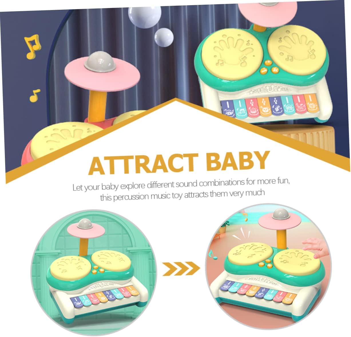 Drum Instrument Girl Toddler Toys Toddler Music Toys Kids Toys for Girls Plastic Green Educational Plaything Children Percussion Plaything Percussion Musical Instrument Boy Piano