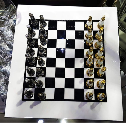 Chess Set for adults Chess Checkers Set Creative Zinc Alloy Paint Chess Pieces Double Chess Board Game Dedicated Adult Or Children Puzzle Game Intellectual Thinking Exercise ( Color : Black )