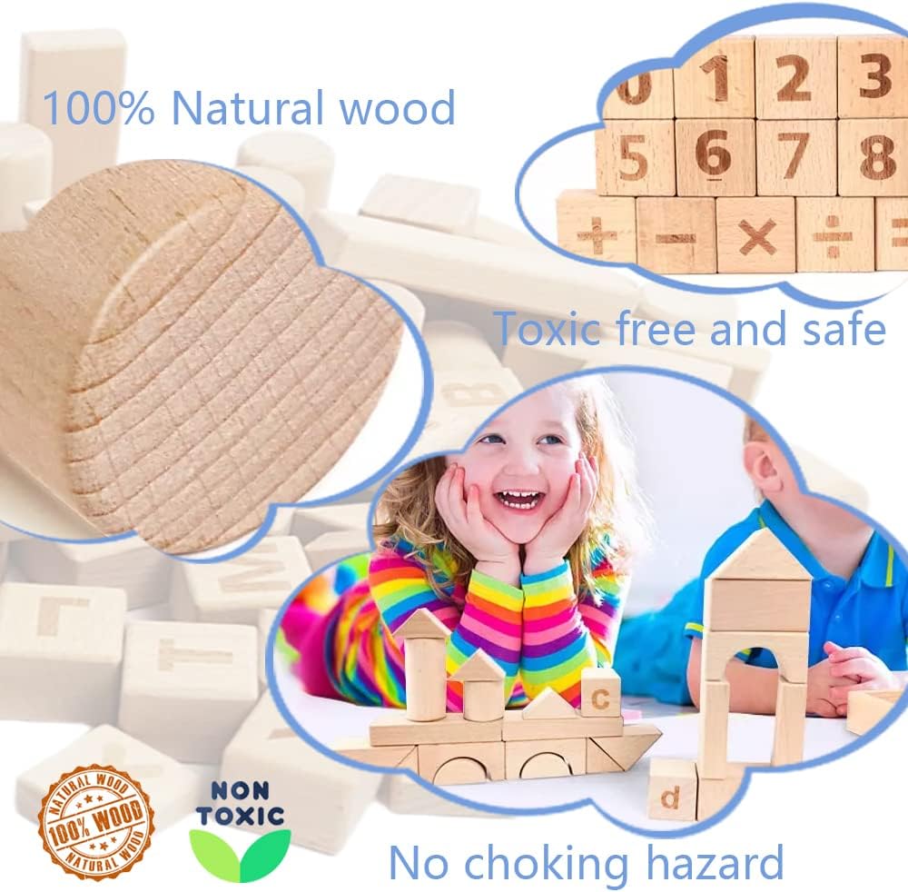 86 Pcs Kids WBuilding Blocks Set Preschool Learning Educational Toys Wooden Stacking Blocks Educational Standard Unit Wooden Blocks for Ages 3-8 Boys & Girls