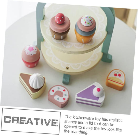 2 Sets Simulation Cake Toddler Playset Educational Toys Educational Toys for Toddlers Pretend Play Toy Simulation Kitchen Accessories Cupcake Craft Tableware Child Modeling Wooden