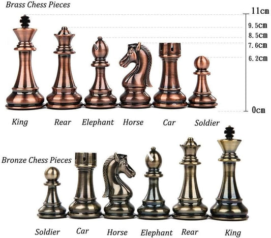 Chess Set Chessmetal Bronze and Brass Chess Pieces Solid Wooden Folding Chess Board High Grade Professional Chess Games Set