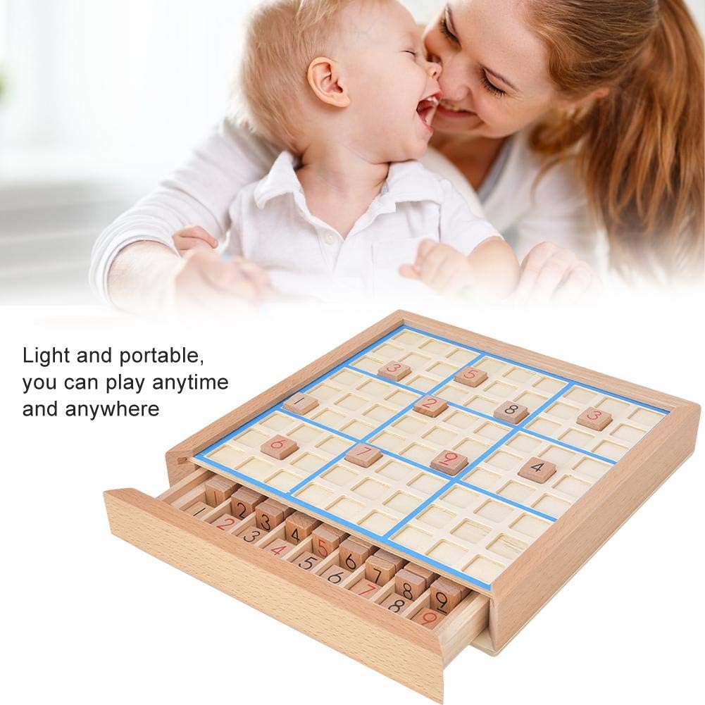 Wooden Sudoku Toys, Wooden Puzzle Sudoku Chess Board Game with Drawer Intelligence Logical Development Educational Toys for Kids Adult