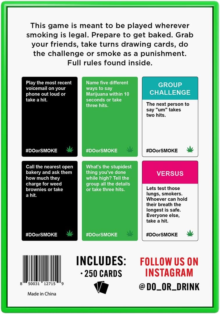 Do or Smoke Party Game for Adults - from The Makers of - Easy to Play Adult Card Game with 250 Challenge Cards - Trivia Games, Party Challenges, Versus, Truth Cards and More