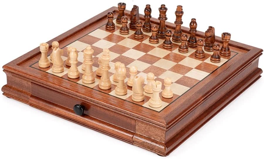 Chess Chess Set Maple Magnetic Chess Portable Drawer International Chess Adult Student Game Dedicated Decoration High-end Gifts Educational Toys (Color : Brown)