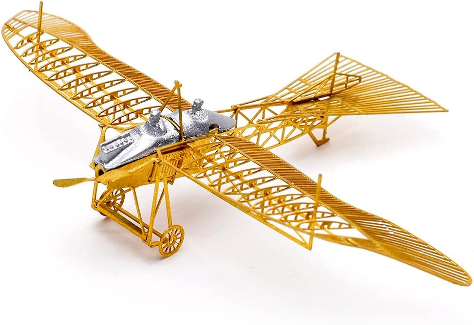 Mini Metal Airplane Model Kit, 1/160 Metal Etrich Taube Airplane Micro Wing Puzzle Model Toys, 3D DIY Metal Mini Airplane Toy, Creative Display Toy Birthday Gifts for Adults